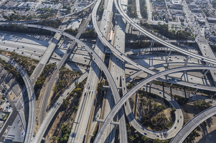 Transportation California 110 and 105 interchange.