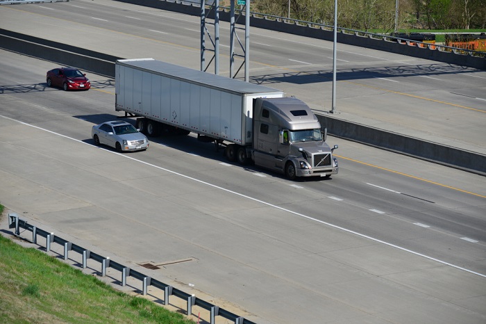 A truck travels in South Dakota, United States.