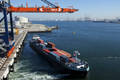 Barges leaving hub ports such as Rotterdam for inland destinations on the Rhine River will start running into low water once they get into Germany. The shallow draft means barges in the middle and upper reaches of the river are only able to carry 10-15 percent of their capacity, placing enormous pressure on road and rail transport. Photo credit: Eric Bakker/the port of Rotterdam.