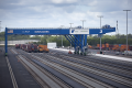A $218 million project to double the intermodal rail yard in Savannah's Garden City Terminal reached a major milestone Thursday with crews completing work on Norfolk Southern's nine working tracks. Photo credit: Georgia Ports Authority.