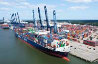 With a significant number of containers on the water destined for the southeastern US, port officials are hoping already elevated dwell times and inventory sitting on terminals do not worsen in the coming months. Photo credit: Walter Lagarenne/South Carolina Ports Authority.