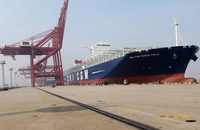 Mega-ships like the CMA CGM Marco Polo, pictured calling at the Port of Ningbo, have had less to haul from China in recent months.