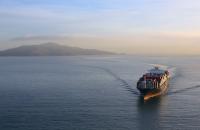A container ship in San Francisco Bay. 