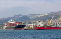 Ships at the port of Novorossiysk, Russia.