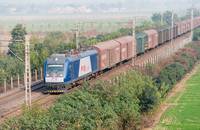 A freight train travels across China.