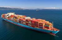 A Maersk Line ship in the Pacific Ocean.
