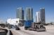 A truck travels in Miami. 