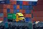 A truck with cargo at the Port of Los Angeles.