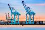 Two cranes at the Port of New York and New Jersey.