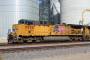 Union Pacific train at grain silos