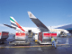 Air cargo being loaded on an Emirates plane.