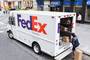 A FedEx truck in New York, United States.