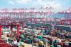 The drop in demand is being reflected in container freight rates, with spot rates from Shanghai (above) to Rotterdam slipping 2 percent to $8,939/FEU last week, according to Drewry. Photo credit: Shutterstock.com.